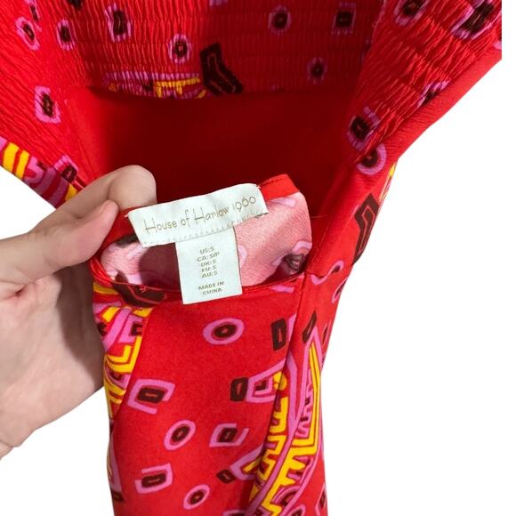 House of Harlow 1960 Women's Red Banana Print Spaghetti Strap Midi - Size S - Picture 3 of 7